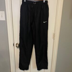 Nike Mens Small Black Track Pants Athletic Nylon‎ Zip Pocket
